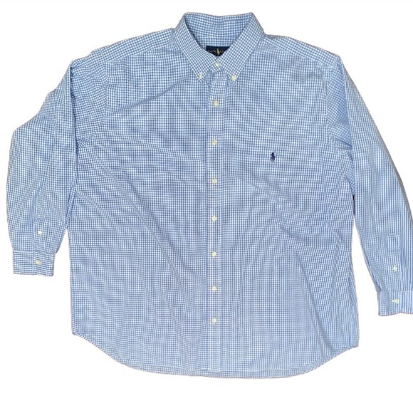 Polo men blue check dress shirt men’s size 2XB XXL - Picture 6 of 17